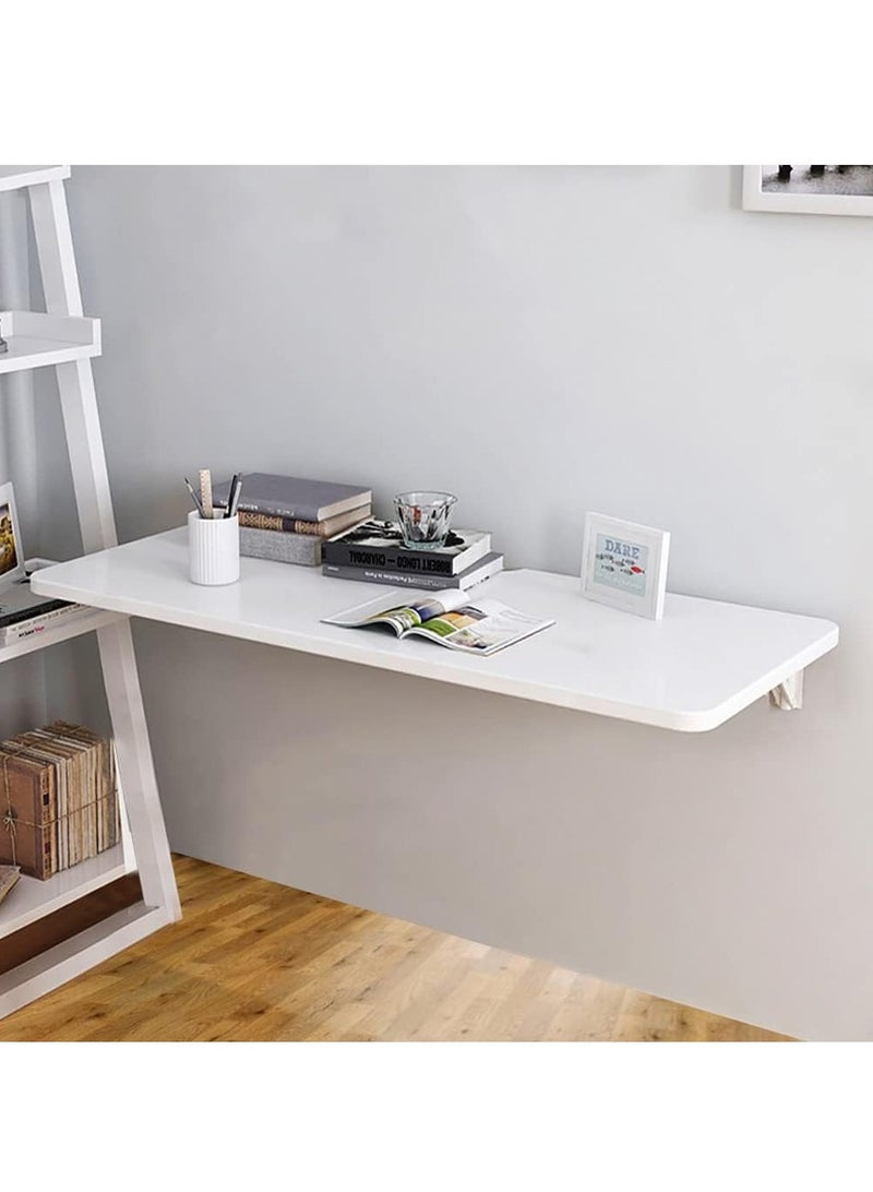 VITION Computer Wall Mount Stand Folding Wall-Mounted Drop-Leaf Table,Metal Folding Shelf Bench Table Bracket (30 x 50cm) White - Image 1