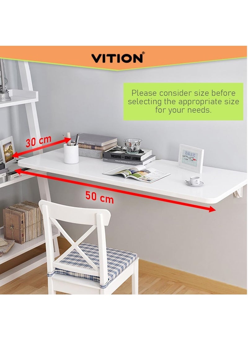 VITION Computer Wall Mount Stand Folding Wall-Mounted Drop-Leaf Table,Metal Folding Shelf Bench Table Bracket (30 x 50cm) White - Image 2