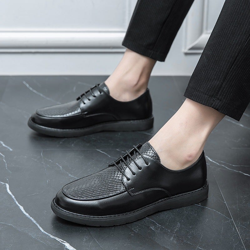 2024 Men'S Business Casual Low-Top Lace-Up Leather Shoes British Style Fashion Trend Casual Work Derby Shoes - Image 2