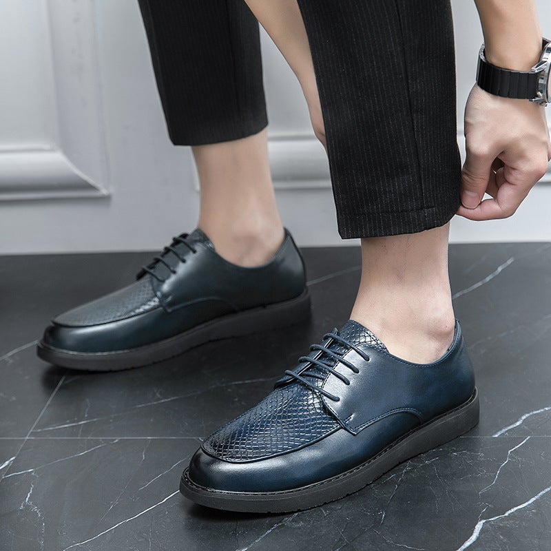 2024 Men'S Business Casual Low-Top Lace-Up Leather Shoes British Style Fashion Trend Casual Work Derby Shoes - Image 3
