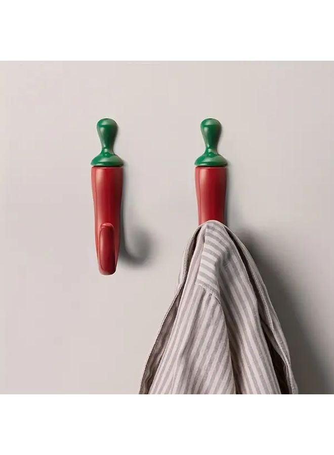 خطاف حائط معدني مقاوم للصدأ على شكل فلفل، قطعة واحدة باللون الأحمر للمعاطف والقبعات والمناشف - Image 5