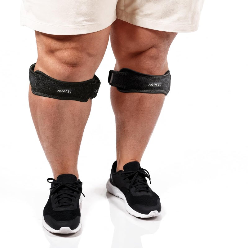 AGPTEK Plus Size Knee Brace for Women & Men, Pain Relief Patella Tendon Knee Strap 2 Pack, Adjustable Knee Support Band for Running Weightlifting Baseball Tennis Volleyball Jogging Bicycle Climbing, 20.87-27.56in - Image 1