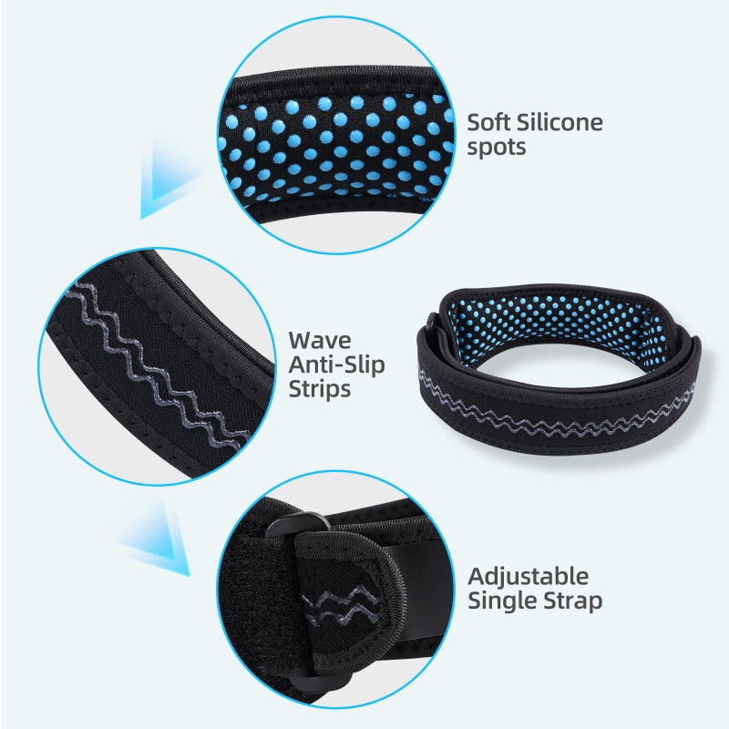 AGPTEK Plus Size Knee Brace for Women & Men, Pain Relief Patella Tendon Knee Strap 2 Pack, Adjustable Knee Support Band for Running Weightlifting Baseball Tennis Volleyball Jogging Bicycle Climbing, 20.87-27.56in - Image 4