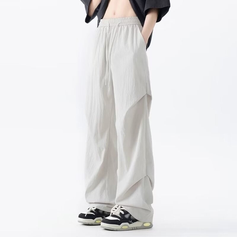 2024 Style Straight Tube Loose Wide Leg Dipping Slim Look All-Match Trousers Men'S And Women'S Trendy Staggered Waist Casual Pants - Image 1