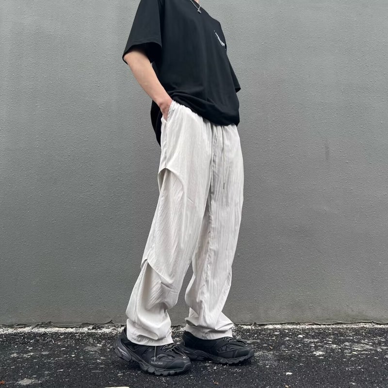 2024 Style Straight Tube Loose Wide Leg Dipping Slim Look All-Match Trousers Men'S And Women'S Trendy Staggered Waist Casual Pants - Image 4
