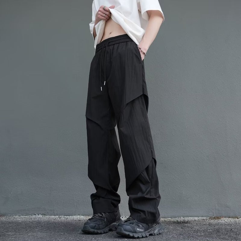 2024 Style Straight Tube Loose Wide Leg Dipping Slim Look All-Match Trousers Men'S And Women'S Trendy Staggered Waist Casual Pants - Image 5