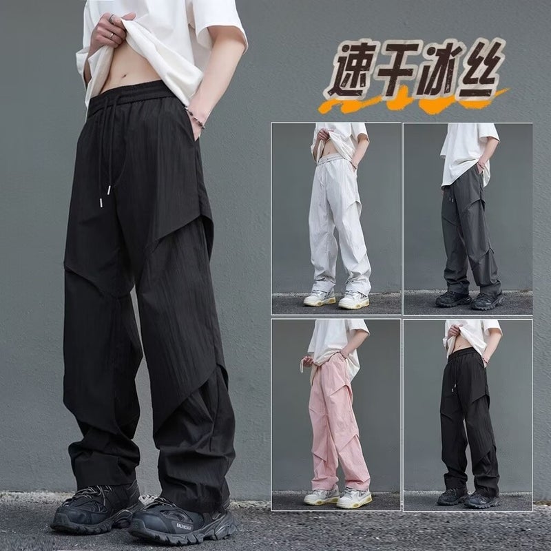 2024 Style Straight Tube Loose Wide Leg Dipping Slim Look All-Match Trousers Men'S And Women'S Trendy Staggered Waist Casual Pants - Image 3