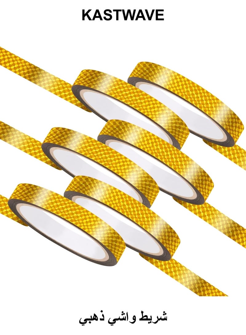KASTWAVE Gold Washi Tape, 6 Rolls Gold Tape for Crafts, Gold Washi Tape Metallic Gold Mirror Tape, Self Adhesive Metallic Tape for Wall Decor, Gift Wrapping, TV Frame and Crafts (1cm, 300m, Shining) - Image 1