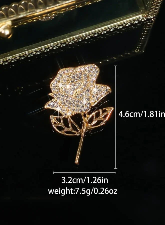 Take Two Rose Shaped Rhinestone Embellished Brooch