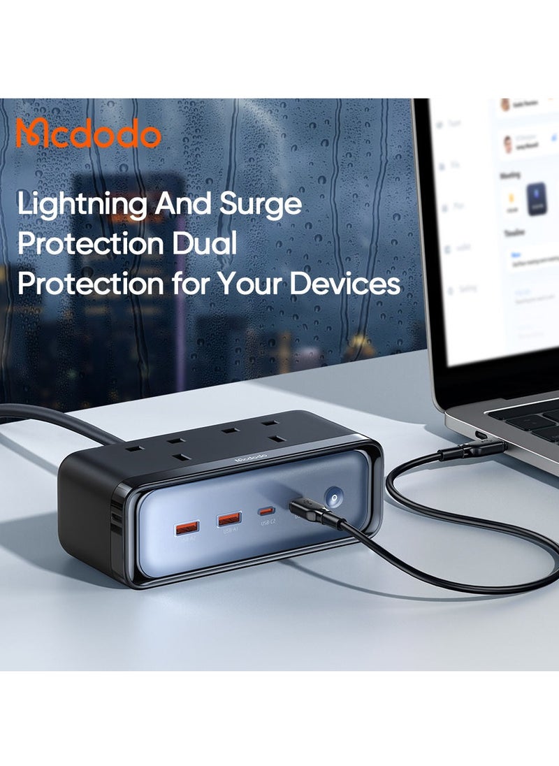 Mcdodo 70W PPS PD3.0 QC4.0 Extension Lead Power Strip with 2 AC Outlets, 2 USB & 2 Type-C Ports, Universal Socket for UK Travel  - Image 4
