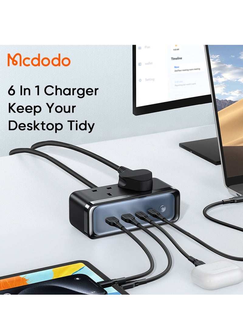 Mcdodo 70W PPS PD3.0 QC4.0 Extension Lead Power Strip with 2 AC Outlets, 2 USB & 2 Type-C Ports, Universal Socket for UK Travel  - Image 5
