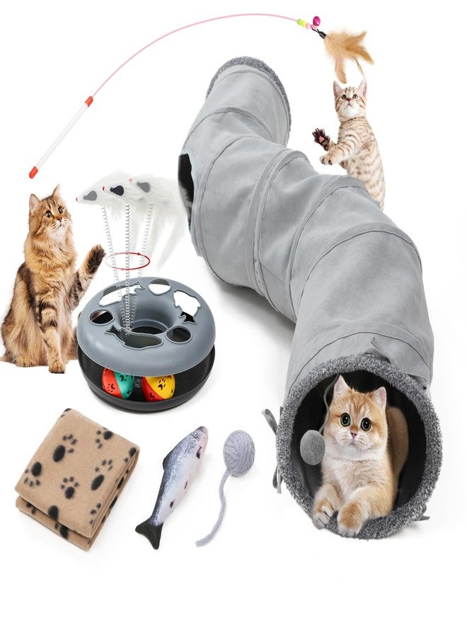 TSEB4TEP Pet Cat Tunnel Tube Cat Toys 2 Way Collapsible, Tunnels for Indoor Cats,S-Shaped Play Tube with Peephole and Hanging Ball,10.5" Maze Cats House for Puppies, Rabbits, Kitty, Kitten,Ferrets - Image 1