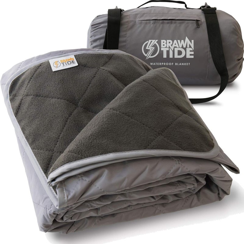 BRAWNTIDE Large Outdoor Waterproof Blanket - Extra Thick Fleece, Warm, Windproof, Sandproof, Quilted, 82" x 55", Ideal for Beaches, Picnics, Camping, Stadiums, Dogs, Car - Image 1