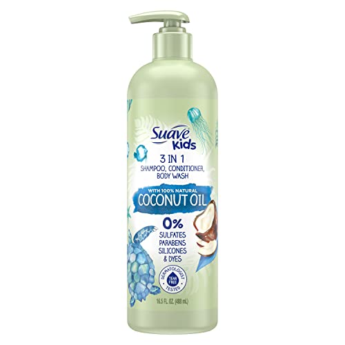 Suave+ Kids Naturals 3in1 Shampoo Conditioner Body Wash Kids 3 in 1 with Coconut Oil Dermatologist-Tested and Tear-free Shampoo Conditioner Bodywash 16.5 oz - Image 1