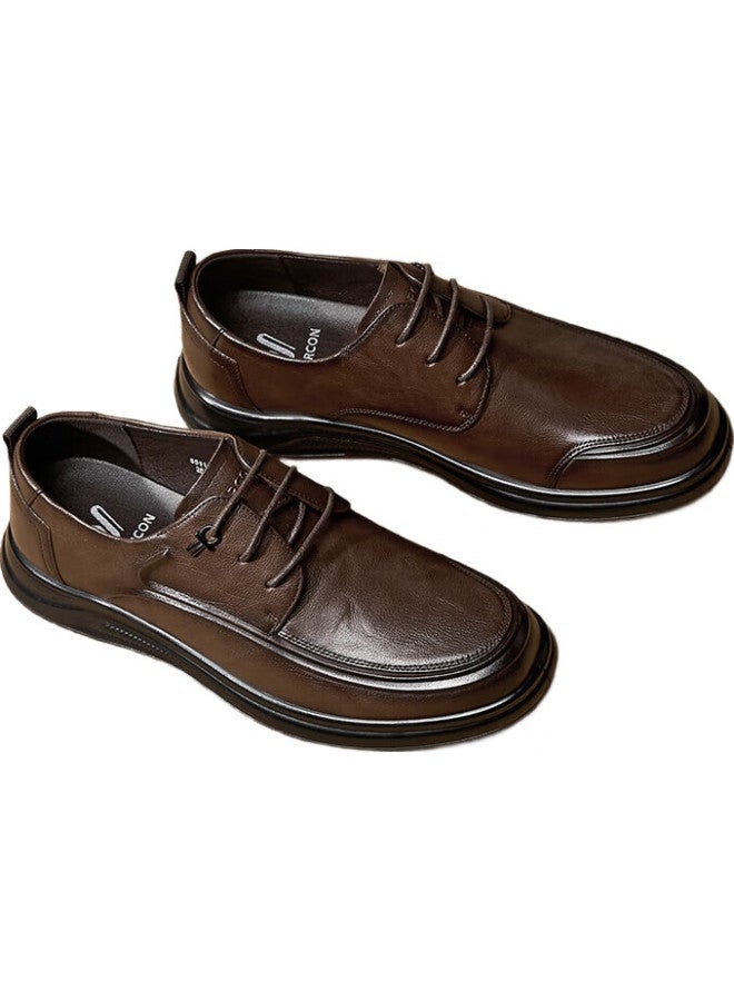 YEARCON أحذية جلدية للرجال، أحذية عمل غير رسمية مريحة ذات نعل ناعم، تصميم بسيط بأربطة، جديدة 53429W بني 41 - Image 2