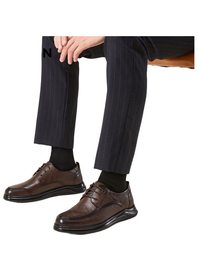 YEARCON أحذية جلدية للرجال، أحذية عمل غير رسمية مريحة ذات نعل ناعم، تصميم بسيط بأربطة، جديدة 53429W بني 41 - Image 3