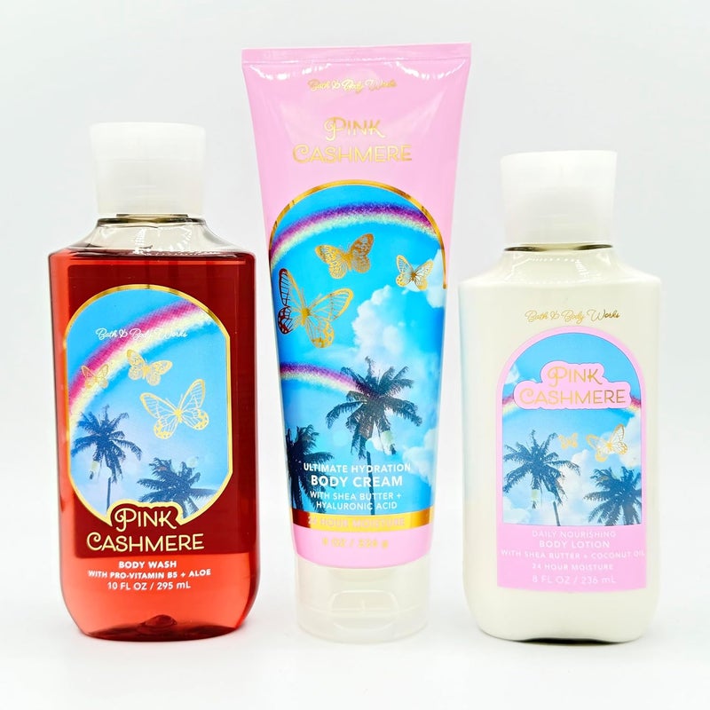 Pink Cashmere 3Piece Bath Bundle Body Wash Ultra Shea Body Cream and Daily Nourishing Body Lotion - Image 1