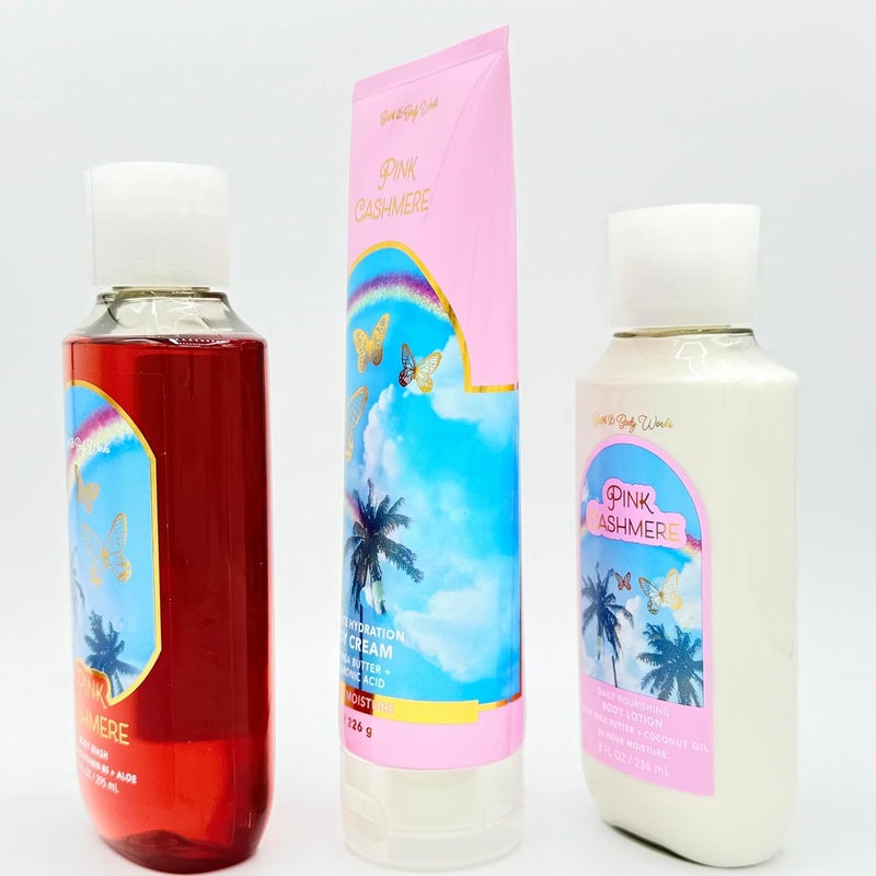 Pink Cashmere 3Piece Bath Bundle Body Wash Ultra Shea Body Cream and Daily Nourishing Body Lotion - Image 2