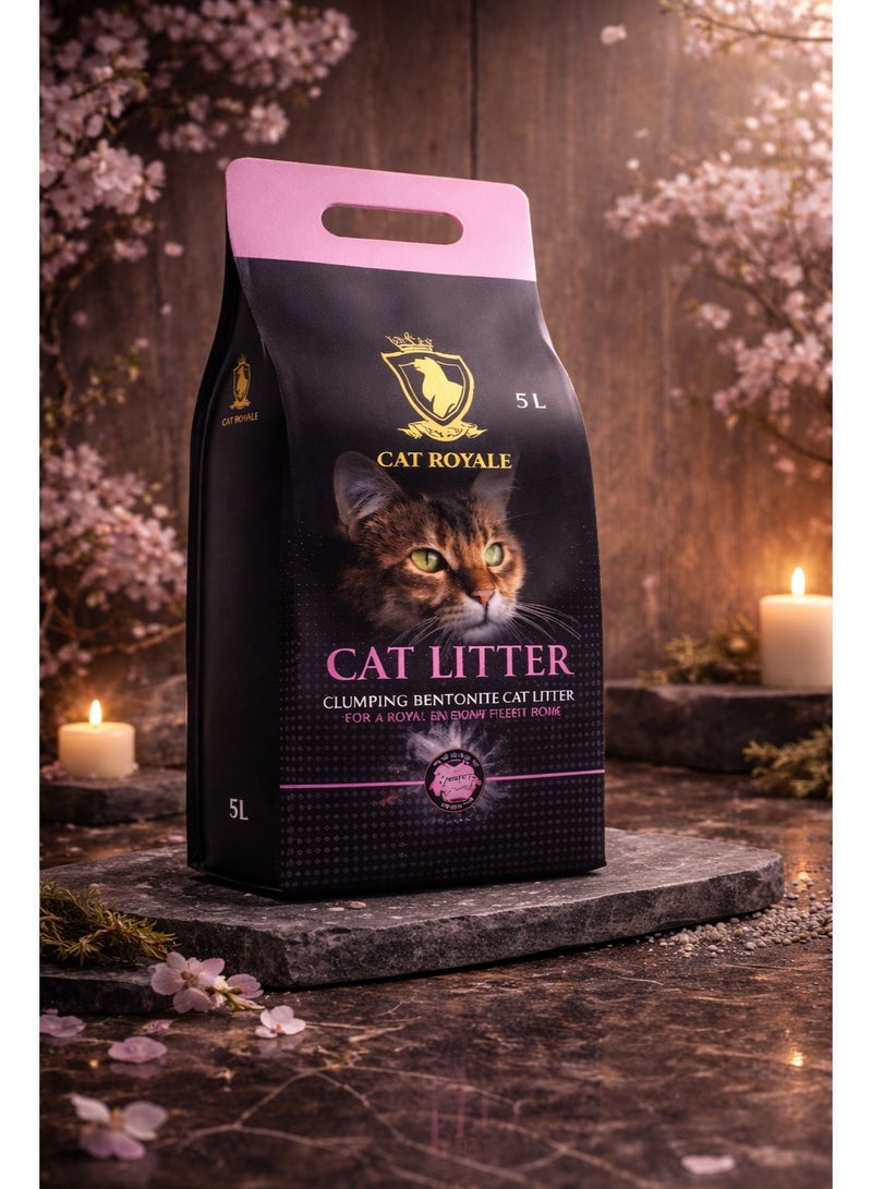 Premium Clumping Bentonite Cat Litter with Gentle Baby Powder Scent, High-Absorption Formula for Superior Odor Control and Easy Maintenance, 5L Bag