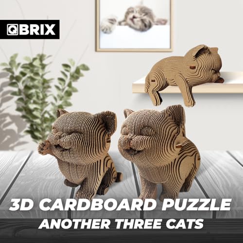 QBRIX Another 3 Cats 3D Puzzle for Adults DIY Craft Kit for Home Decor 3D Model Kit for Teens Creative Gift for Boys Girls 14 Cardboard Model Building Kit - Image 5