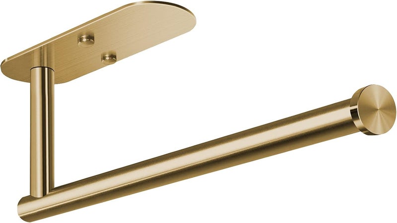 VAEHOLD Self Adhesive Paper Towel Holder Under Cabinet Mount, Wall Mounted Paper Towel Roll Holder for Kitchen, Bathroom, Wall - SUS304 Stainless Steel (Gold) - Image 1