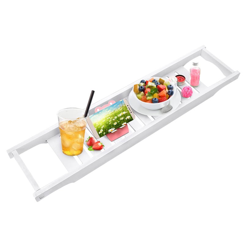 Ejoyous Wooden Bath Tray for Bathtub, Accessory Tray, Bathroom Shelf for Holding Towels, Wine Glasses, Books, Mobile Phones, Shower Accessories, 4.1 x 70.1 x 16.3 cm - Image 1