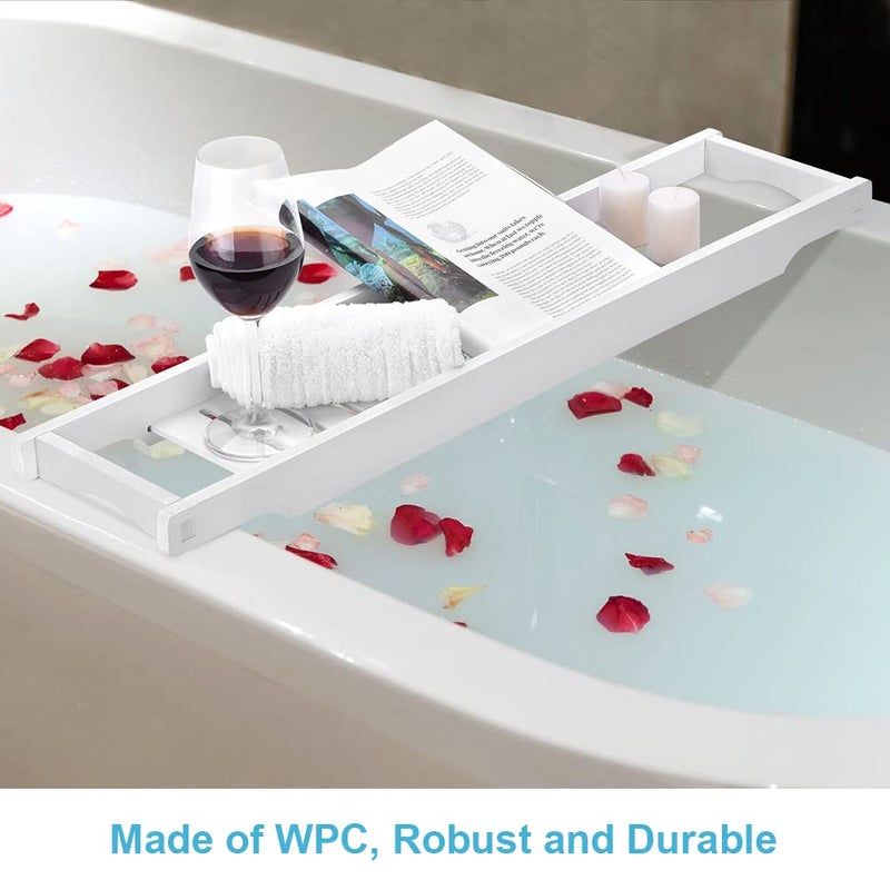 Ejoyous Wooden Bath Tray for Bathtub, Accessory Tray, Bathroom Shelf for Holding Towels, Wine Glasses, Books, Mobile Phones, Shower Accessories, 4.1 x 70.1 x 16.3 cm - Image 3