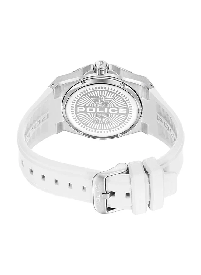 POLICE Salkantay Watch For Men White Dial And White Color Silicone Strap