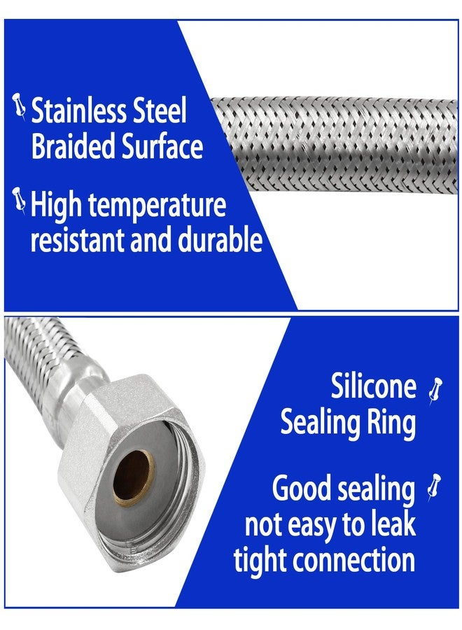 BokWin 2 Pcs Stainless Steel Faucet Line Connector 1/2 FIPx1/2 FIP Flexible Faucet Line Connector(16 Inch) - Image 2