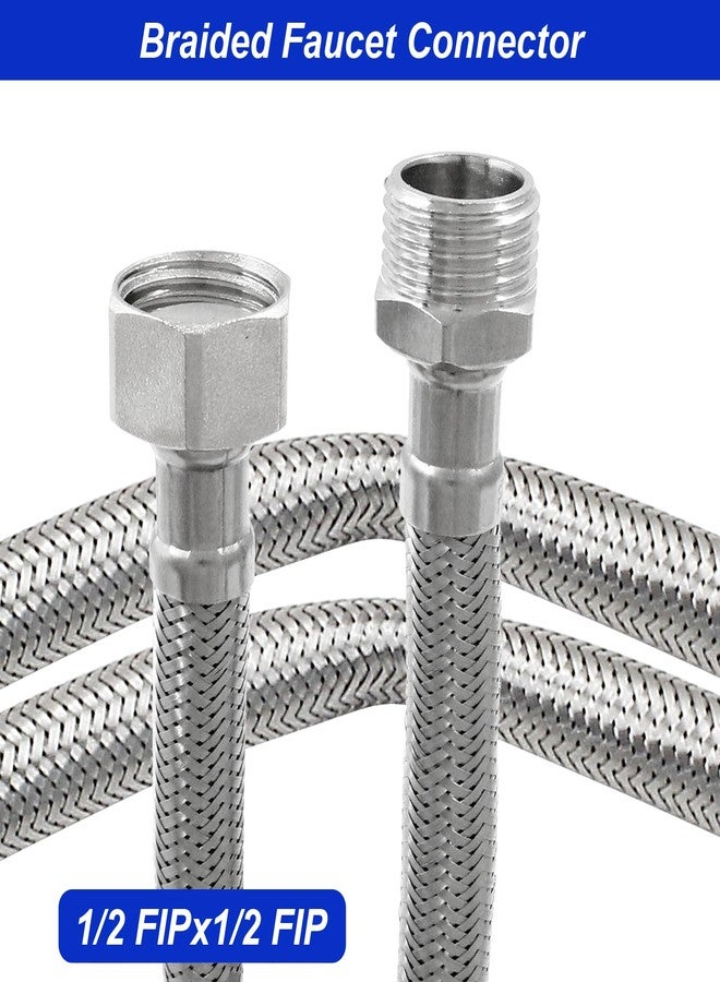 BokWin 2 Pcs Stainless Steel Faucet Line Connector 1/2 FIPx1/2 FIP Flexible Faucet Line Connector(16 Inch) - Image 4