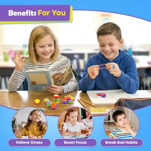 LESONG Fidget Sensory Toys for Kids Textured Finger Spinners 18 Pack for Autism Kids Fidgets for Students Classroom Prizes Gifts Stocking Stuffers for Boys Girls - Image 5