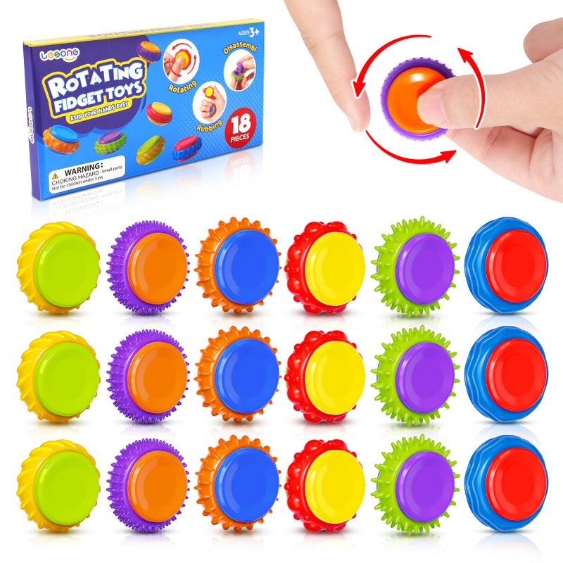 LESONG Fidget Sensory Toys for Kids Textured Finger Spinners 18 Pack for Autism Kids Fidgets for Students Classroom Prizes Gifts Stocking Stuffers for Boys Girls - Image 3