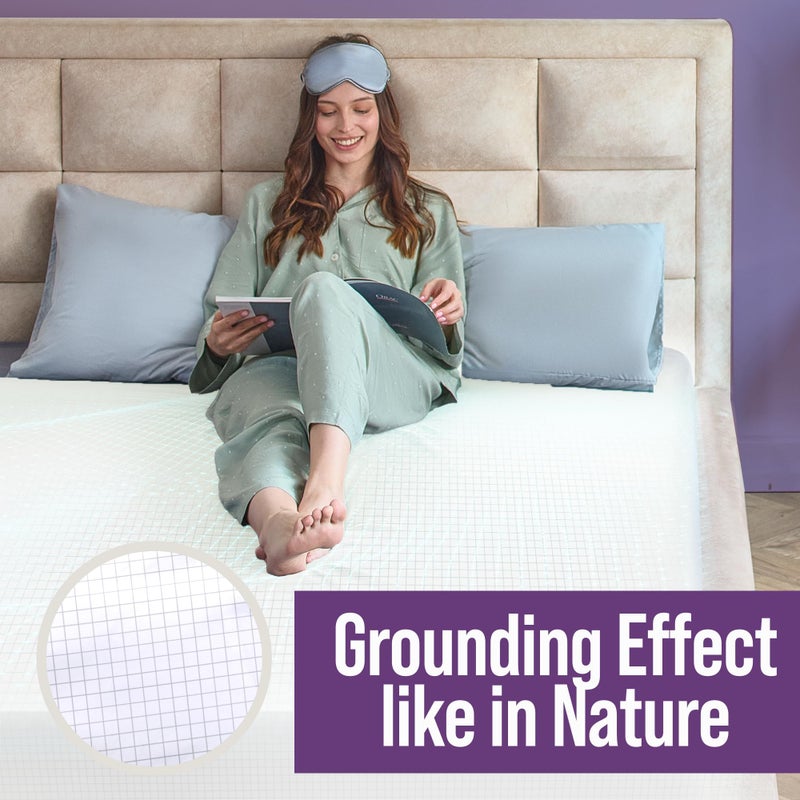ECOHEAL Earth Grounding Fitted Sheet Twin Size with 12% Silver Fiber & 4% Silk & 84% Organic Cotton - White - Soft Earth Grounding Well Bed Sheets - Grounded Conductive Bed Sheets for Better Sleep  - Image 4