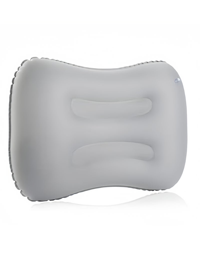 3 Pcs Travel Pillow Set With Eye Mask and Ear Plugs, Inflatable Camping Pillow With Storage Bag, Lumbar Support Office Chair Cushion, Milk Fiber Ultra Lightweight Inflatable Pillow, Comfortable Neck Pillow for Your Neck Pain, Grey  - Image 2