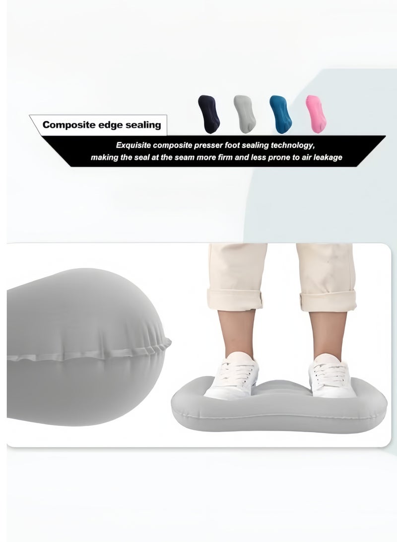 3 Pcs Travel Pillow Set With Eye Mask and Ear Plugs, Inflatable Camping Pillow With Storage Bag, Lumbar Support Office Chair Cushion, Milk Fiber Ultra Lightweight Inflatable Pillow, Comfortable Neck Pillow for Your Neck Pain, Grey  - Image 4