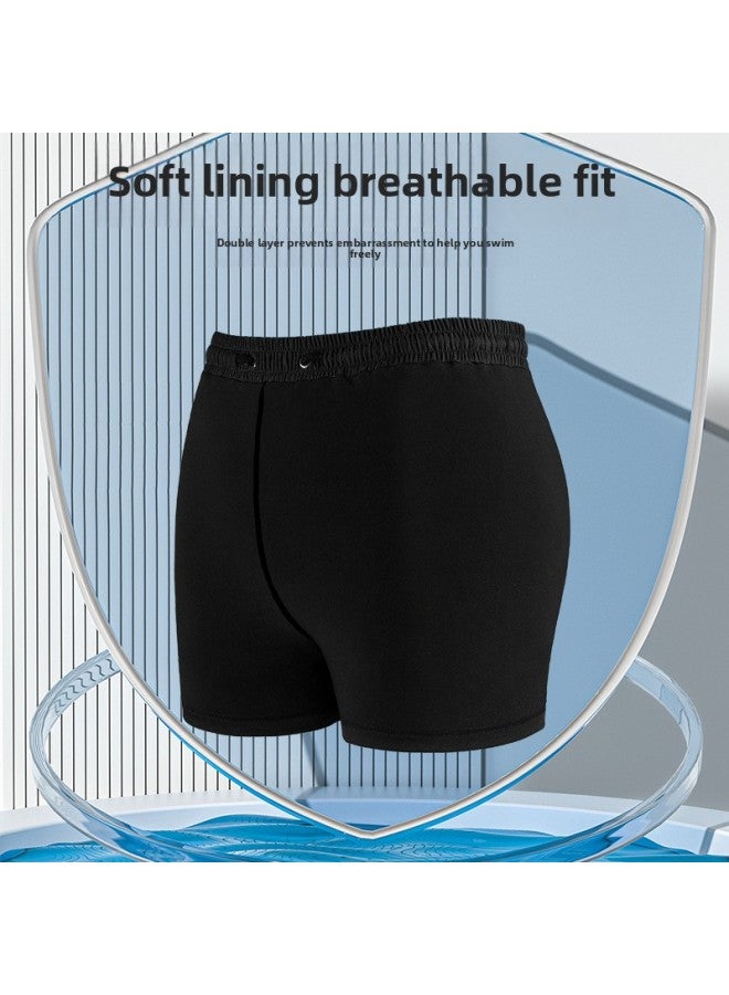 إسكدنيا سراويل سباحة للرجال مضادة للإحراج فضفاضة سريعة الجفاف 2023، قبعة سباحة، مجموعة من ثلاث قطع، مجموعة معدات السباحة في الربيع الساخن - اللون: خمس قطع بسحاب أسود 【قصر النظر 550 درجة】】 - - Image 4