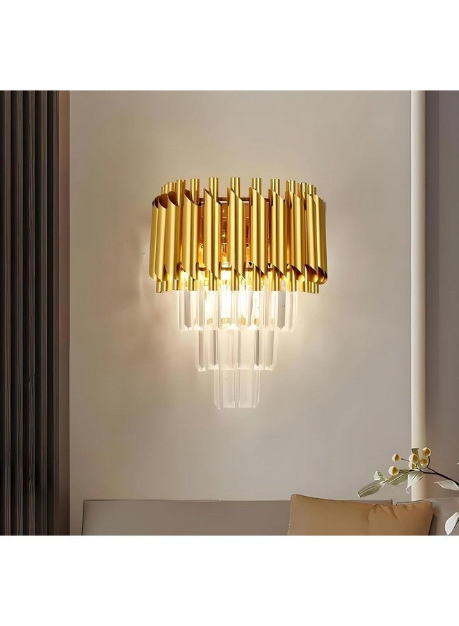 kinis Golden and Crystal Led Wall Light for Living Room, Lamps for Bedroom, Led Wall Scone for Home Decoration, Lamp for Wall, Led Wall Lamp for Home/Resturant/Cafe/Bar/Hotels - Image 1