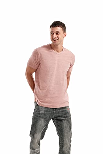 KLIEGOU Mens V Neck T Shirts Casual Stylish Fitted Tees for Men 1 PinkGrey S - Image 3