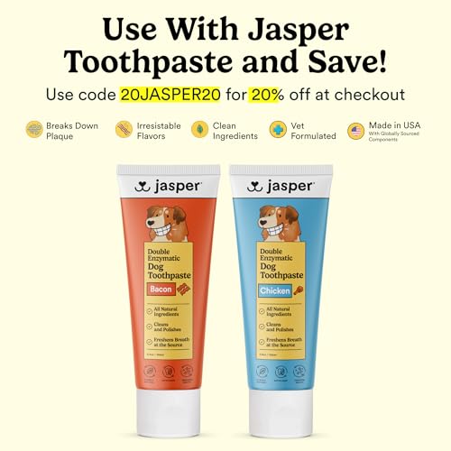 Jasper Dog Toothbrush, 360 Dog Tooth Brushing Kit, Finger Toothbrush, Cat Tooth Brush, Teeth Cleaning, Pet Tooth Brush for Small & Large Pets, Pet Toothpaste Not Included, 4-Pack Clear - Image 2