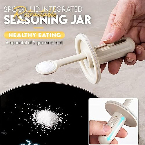 VIHAX Spoon Lid Integrated Telescopic Seasoning Jar Transparent Storage Container with Spoon Kitchen Transparent Sealed Seasoning Box, 300ml (3) - Image 2