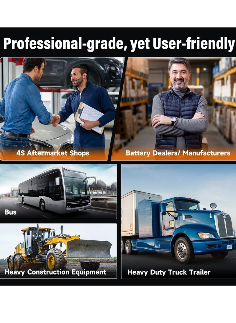 Foxwell جهاز اختبار البطارية BT705 12V 24V، جهاز اختبار تحميل بطارية السيارة 100-2000CCA مع شاشة رقمية، محلل دوران سريع ومولد للسيارات الثقيلة، الشاحنات، SUV، قوارب البحر مقاومة لدرجات الحرارة العالية - Image 3