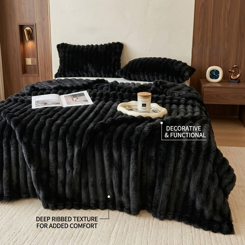 Luxurious Faux Rabbit Fur Throw Blanket - Soft, Warm & Cozy for Couch, Bed, Office, and Travel - Versatile All-Season Gift, Christmas Present - Image 5