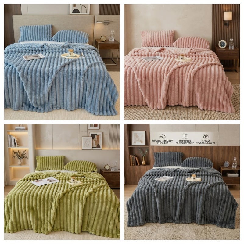 Luxurious Faux Rabbit Fur Throw Blanket - Soft, Warm & Cozy for Couch, Bed, Office, and Travel - Versatile All-Season Gift, Christmas Present - Image 3