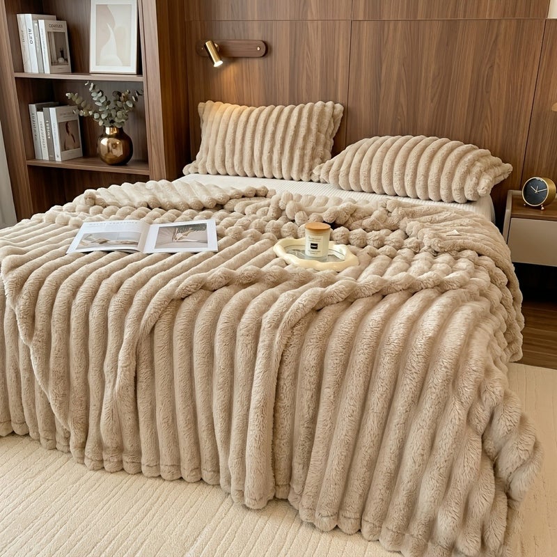 Luxurious Faux Rabbit Fur Throw Blanket - Soft, Warm & Cozy for Couch, Bed, Office, and Travel - Versatile All-Season Gift, Christmas Present - Image 2