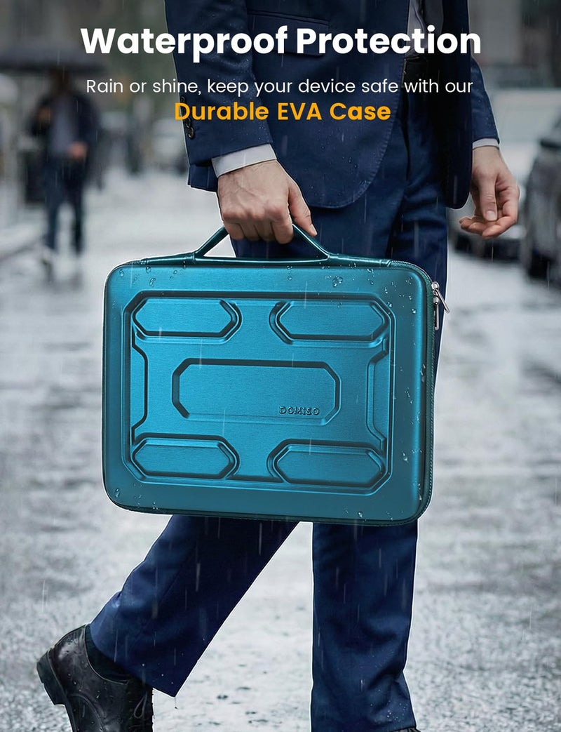 DOMISO Laptop Hard Case 14-14.4 inch Waterproof Shockproof Hard Shell Laptop Sleeve with Handle & Storage Pocket, Compatible with MacBook, HP, Dell, Teal - Image 4