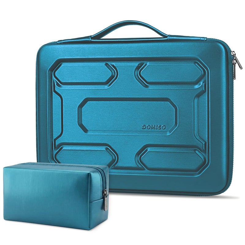 DOMISO Laptop Hard Case 14-14.4 inch Waterproof Shockproof Hard Shell Laptop Sleeve with Handle & Storage Pocket, Compatible with MacBook, HP, Dell, Teal - Image 1