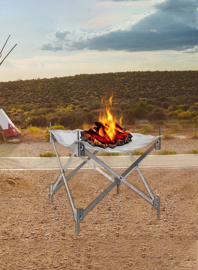 تايمي حفرة نار محمولة للتخييم في الهواء الطلق موقد نار شبكي قابل للطي - أبيض - Image 4