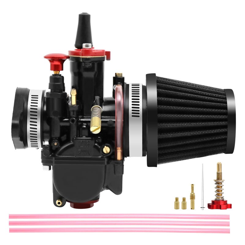 PWK Carburetor Kit 21 24 26 28 30 32 34MM Racing Carb Universal 2T 4T Carburetor with Air Filter Intake Manifold Boot Jets Motorcycle Racing Carb Kit for 75cc  125cc Dirt Pit Bike ATV 28MM