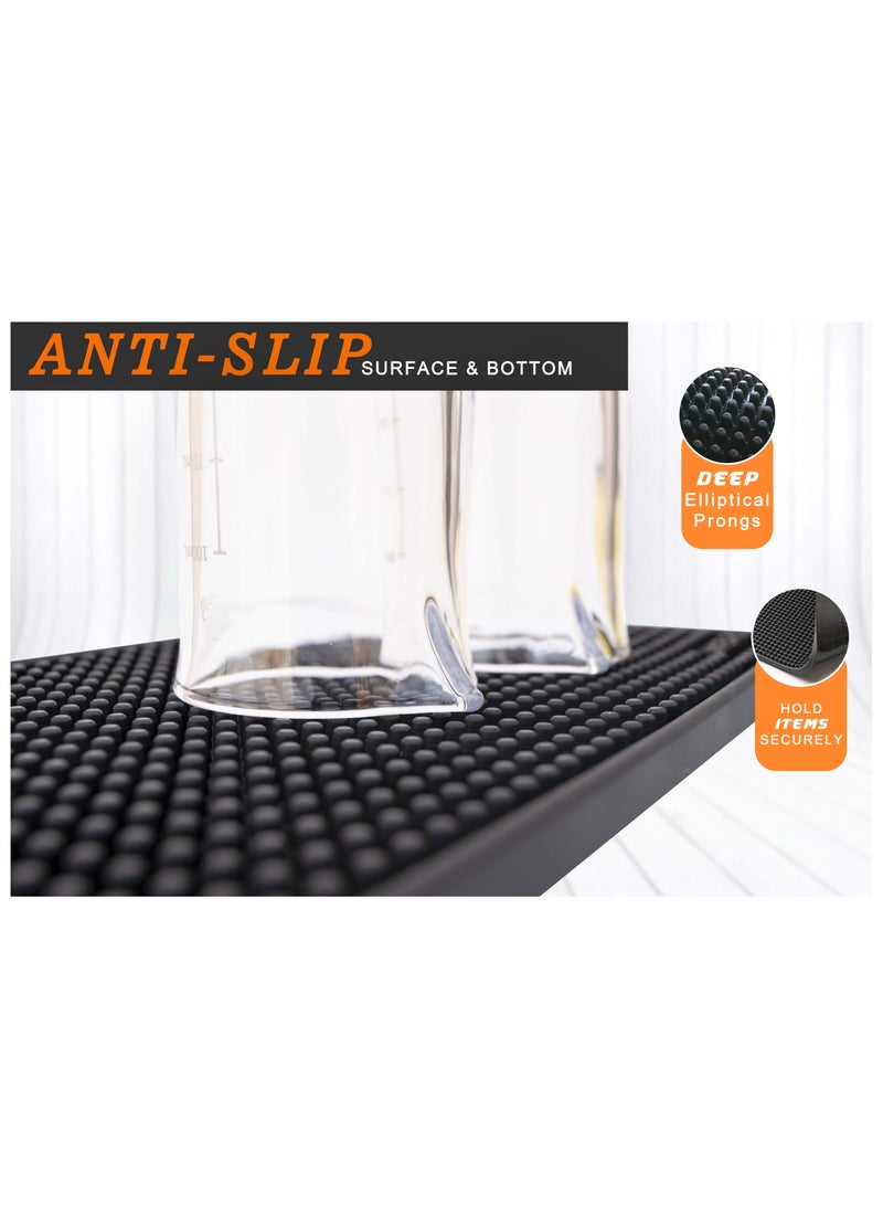 MIBRU Silicone Coffee Spill Mat Dish Drying Rubber Mat Black Rectangle 15x30cm for Barista Coffee Corner Countertop Home Kitchen Daily Use - Image 2