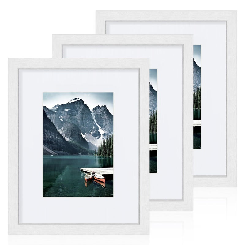 إطار صور هونجي 8x10 أبيض مجموعة من 3 مصنوعة من الخشب والزجاج إطار صور يعرض صورة 5x7 مع مات أو 8x10 بدون مات إطار تجميع مكتبي وجدار
